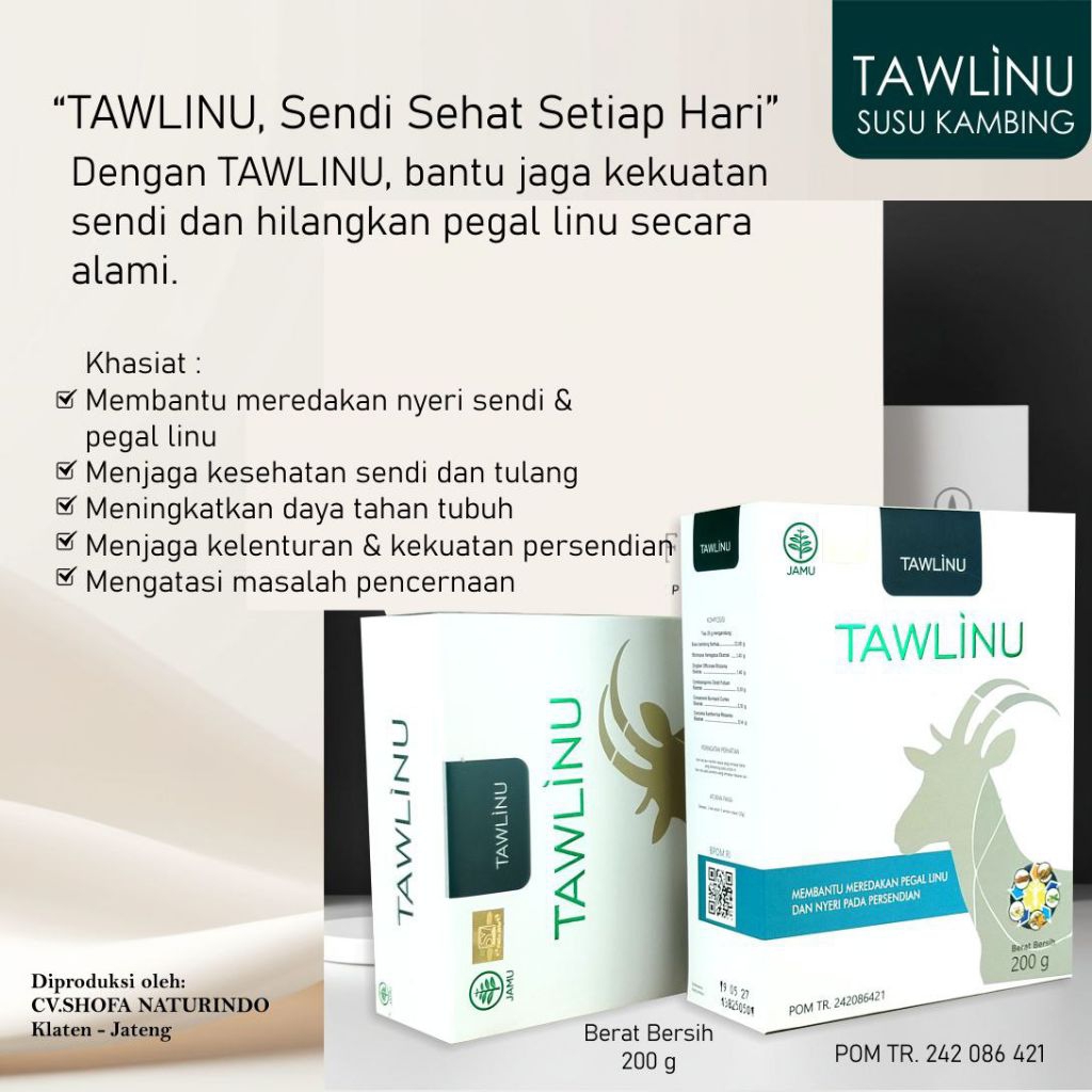

Tawlinu 200gr Susu Kambing untuk kesehatan sendi