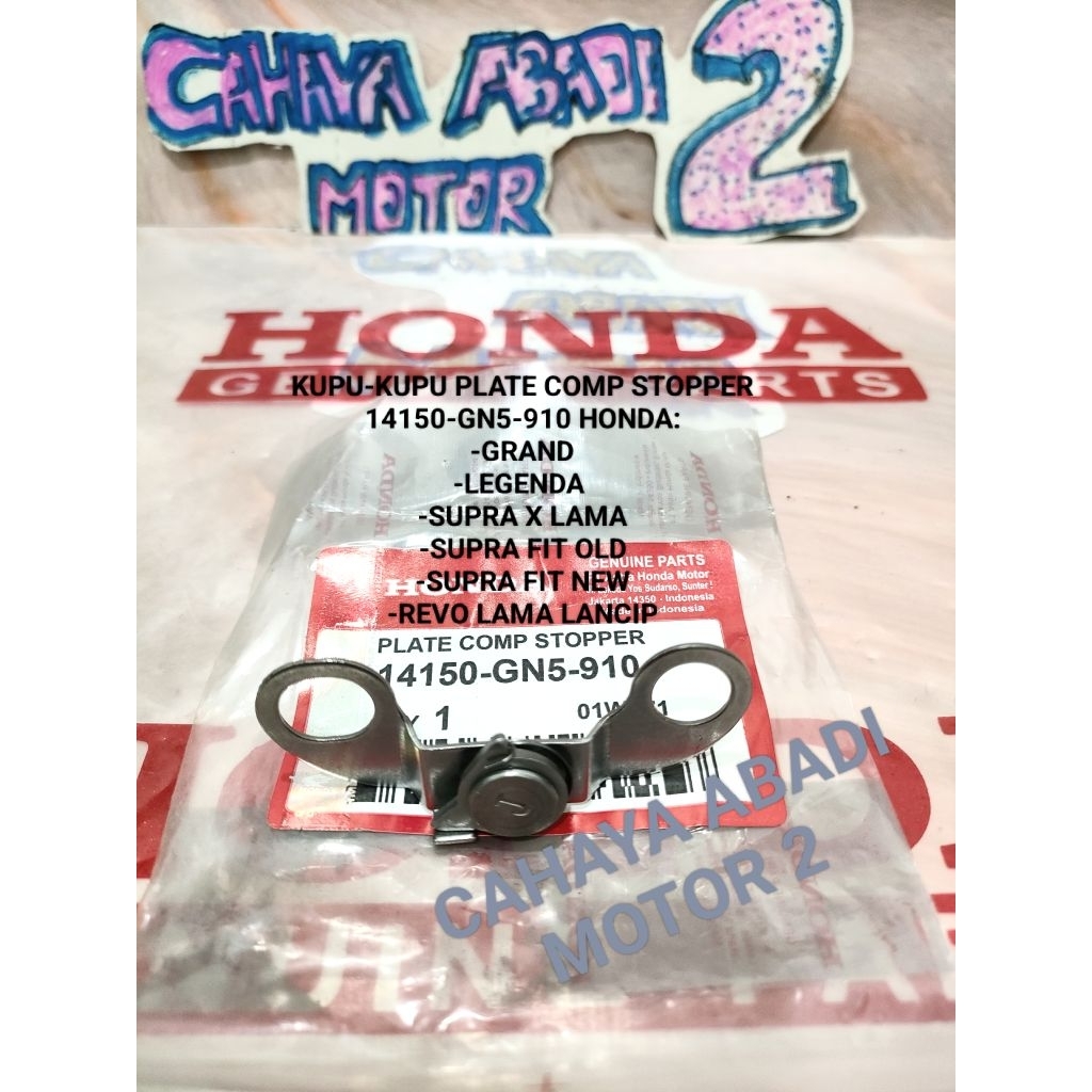 STOPPER KUPU KUPU PLAT TAHANAN NOKEN AS 14150-GN5-910 ASLI HONDA GRAND LEGENDA SUPRA X 100 LAMA SUPR