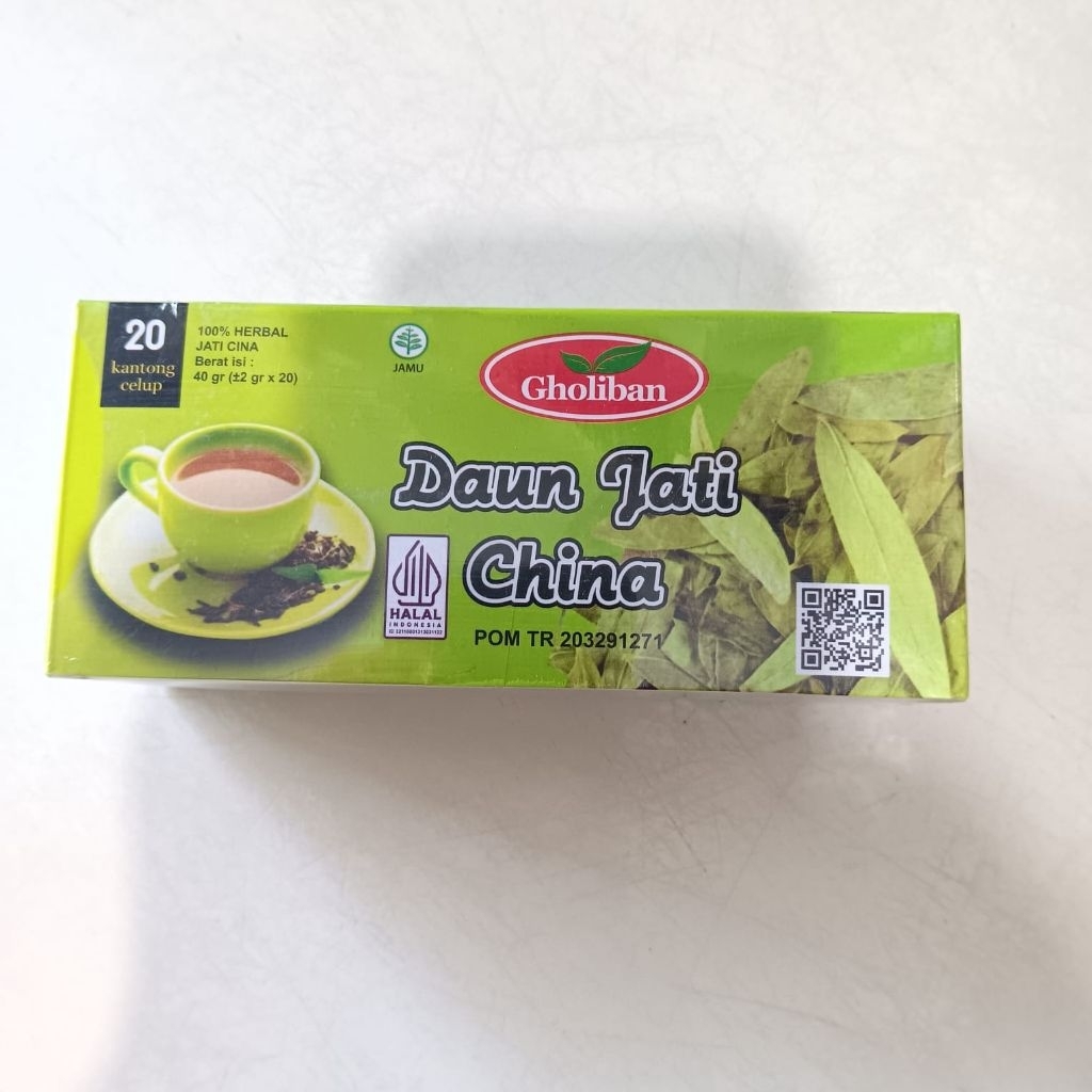

GHOLIBAN TEH CELUP DAUN JATI CHINA 20 KANTONG CELUP HALAL BPOM 100% ORIGINAL
