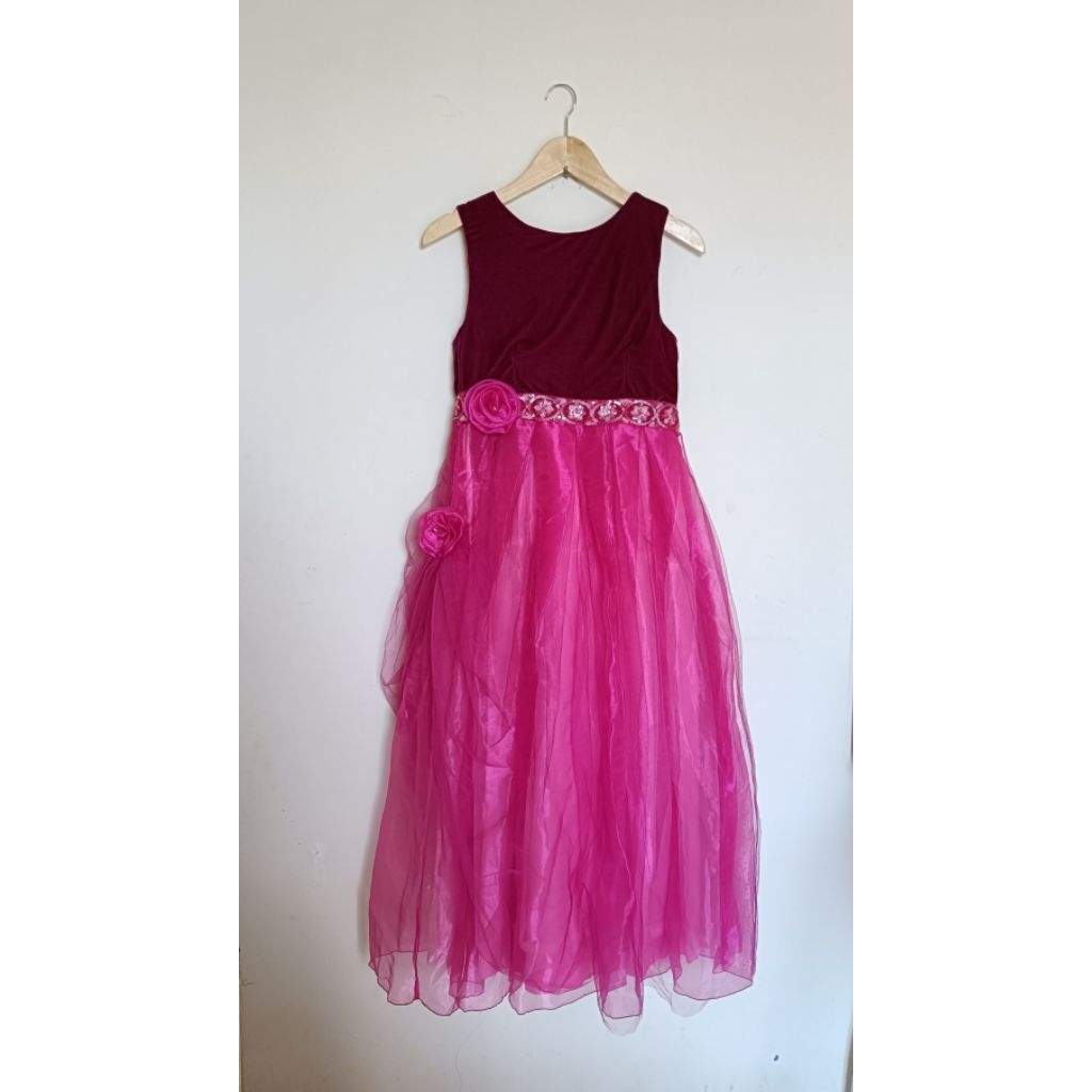 Dress pesta anak velvet tule / Dress pesta kids / Velvet tile dress kids