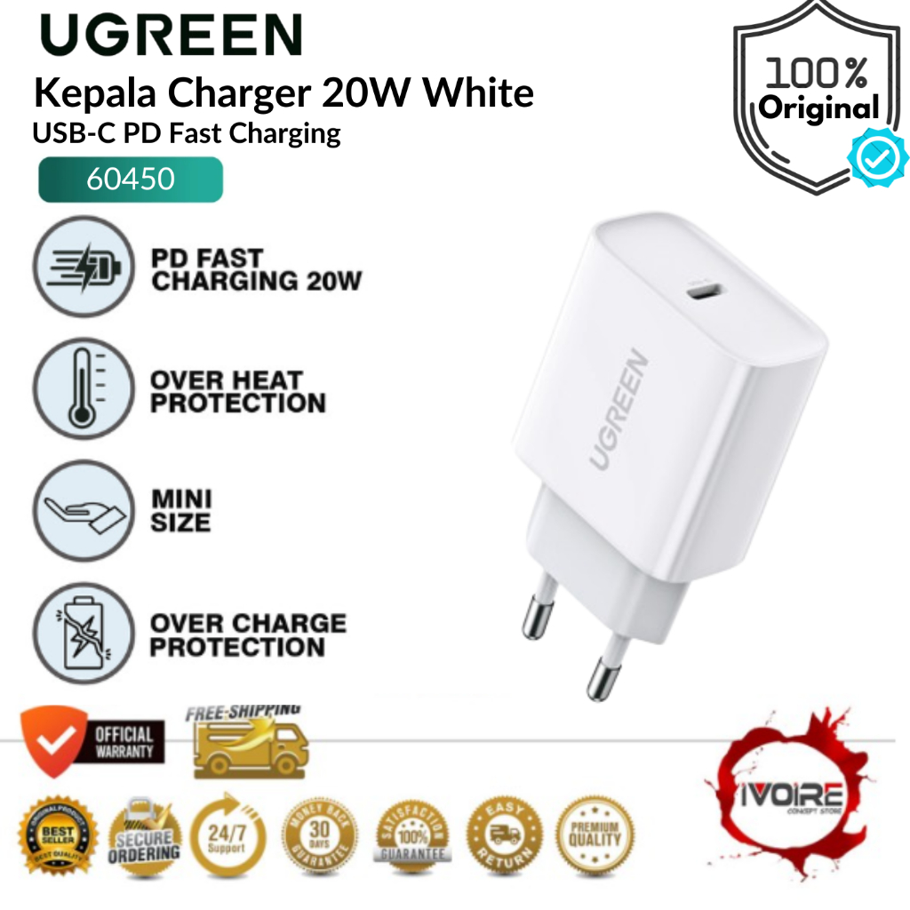 UGreen Wall Charger USB-C 20W PD WH - CD137 PN 60450