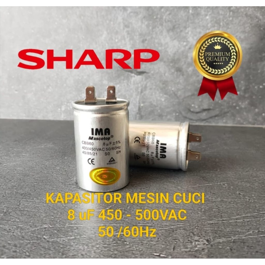 KAPASITOR MESIN CUCI 1 TABUNG 8uf SHARP