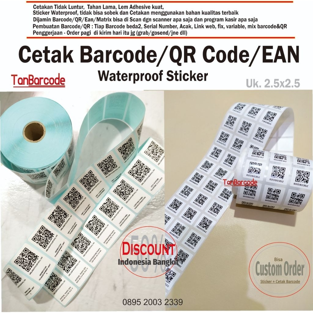 

Cetak sticker Barcode/EAN/QR/MATRIX 1.3x1.3 cm waterproof