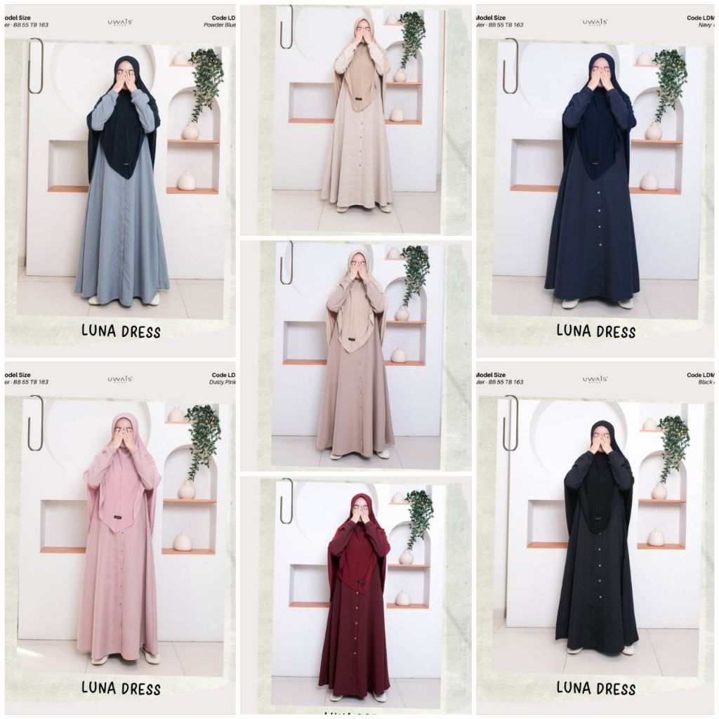 Luna Dress Moms by Uwais Gamis Muslimah Katun Polos Jumbo