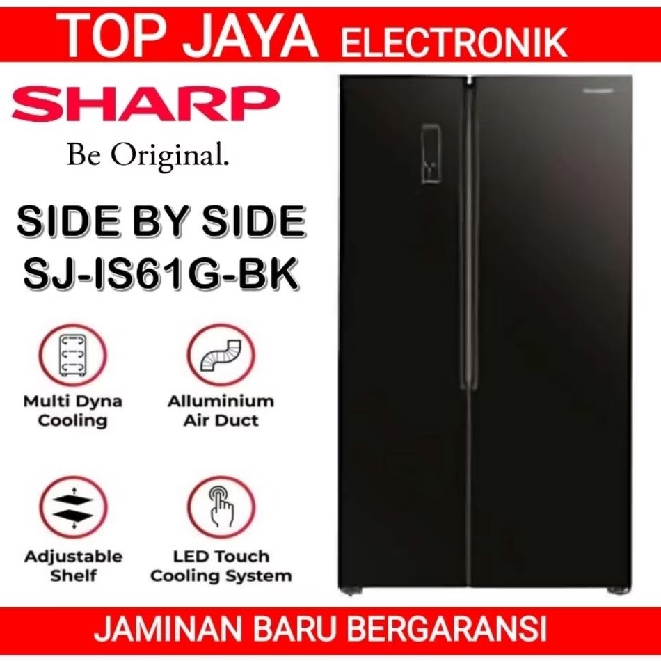 KULKAS SHARP SIDE BY SIDE SJ-IS61G-BK NEW SERIES