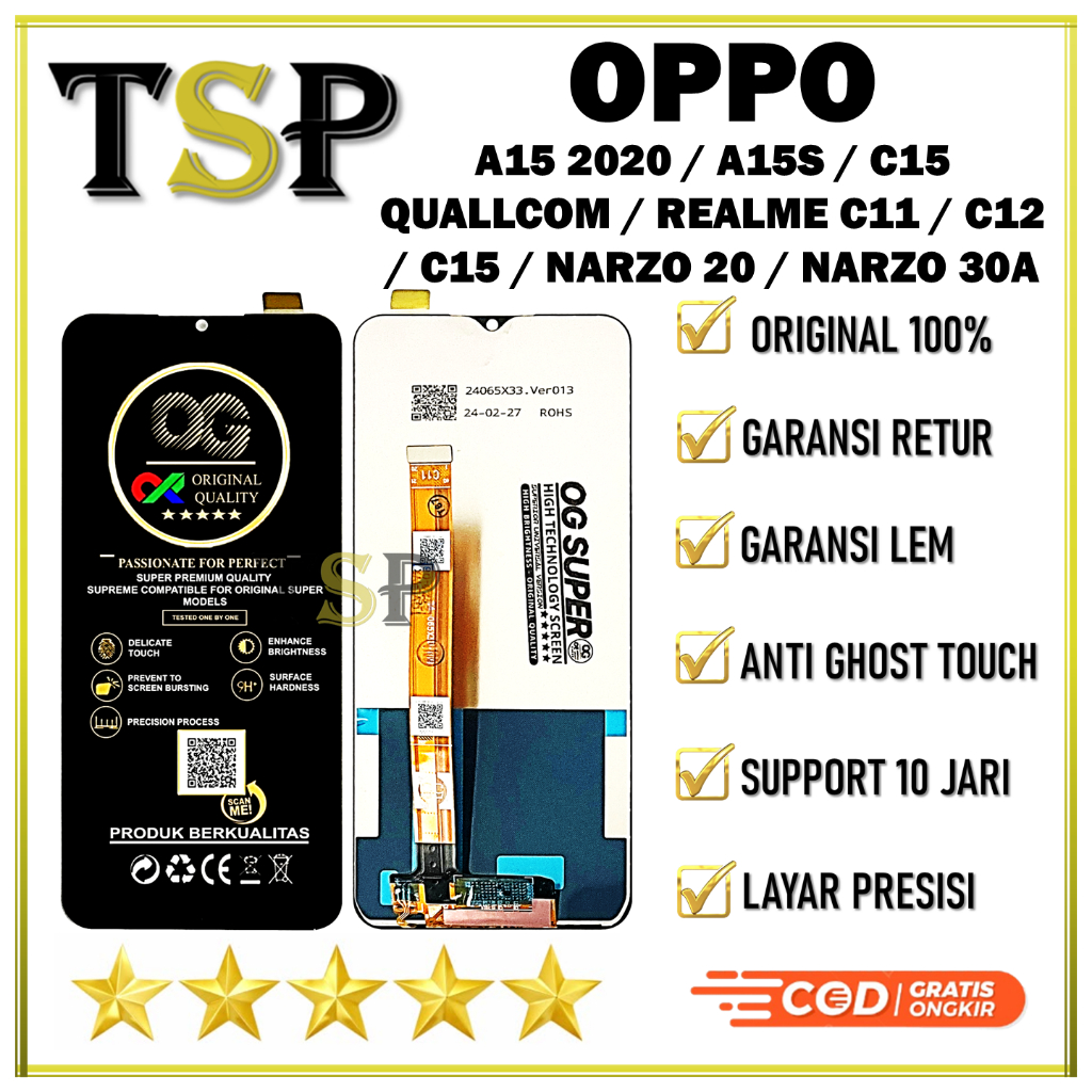 [ORIGINAL 100%] LCD OPPO BISA UNTUK  A15 2020 / A15S / C15 QUALLCOM / REALME C11 / C12 / C15 / NARZO
