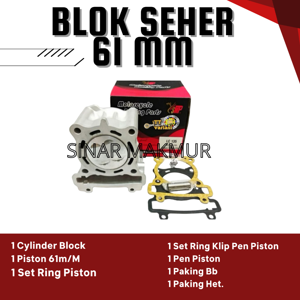 keramik cylinder kit/blok seher 61mm motor jupiter MX135/merek YSMP