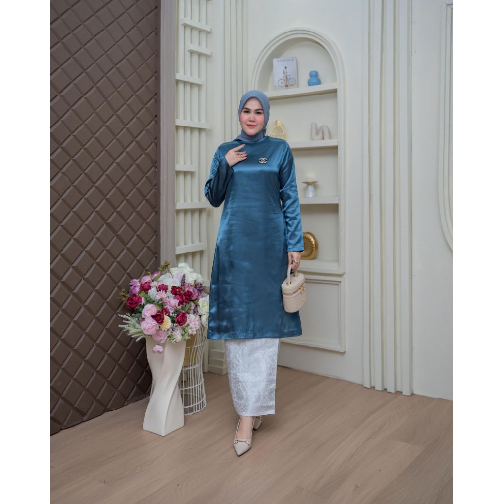 Cod Setelan Baju Kurung Melayu Polos / Kebaya Tunik Melyu Rok Songket / Kebaya Pesta Kondangan / Keb