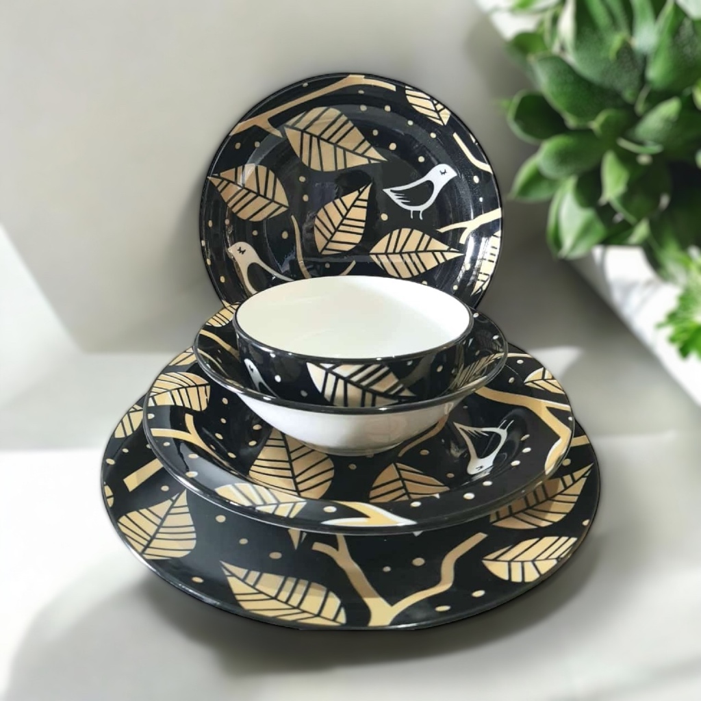 HOKITA PorcelainWare | Piring & Mangkuk Saji Restaurant - Black Leaf