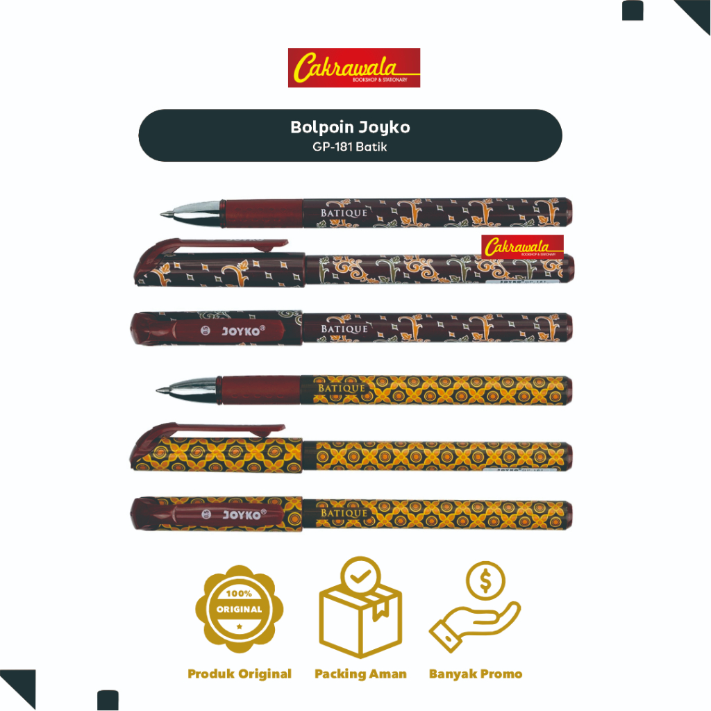 

Bolpoin Joyko GP-181 Batik | Pulpen Gel Joyko 0.5mm Tinta Hitam | Gel Pen Joyko Motif Etnik Original