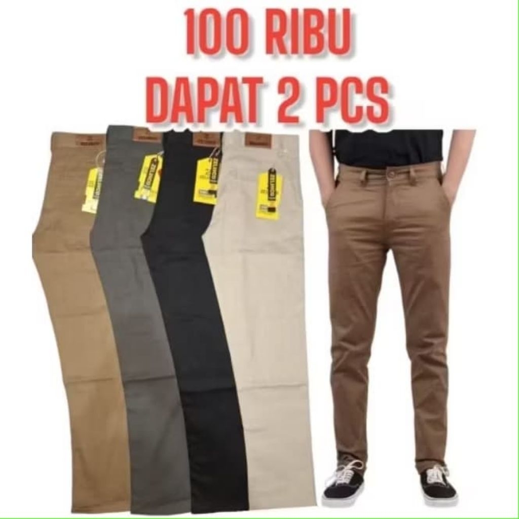 ZELINCO - 100 RIBU DAPAT 2 CELANA CHINOS PANJANG MODEL SLIMFIT