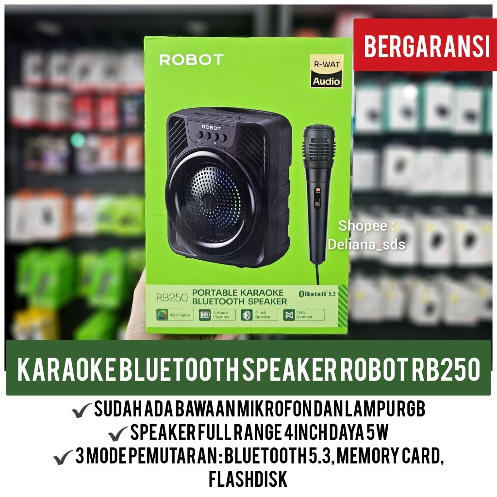 Speaker Karaoke Bluetooth Robot RT250 Garansi Resmi 1 Tahun Bluetooth Speaker Bluetooth Robot RT250 