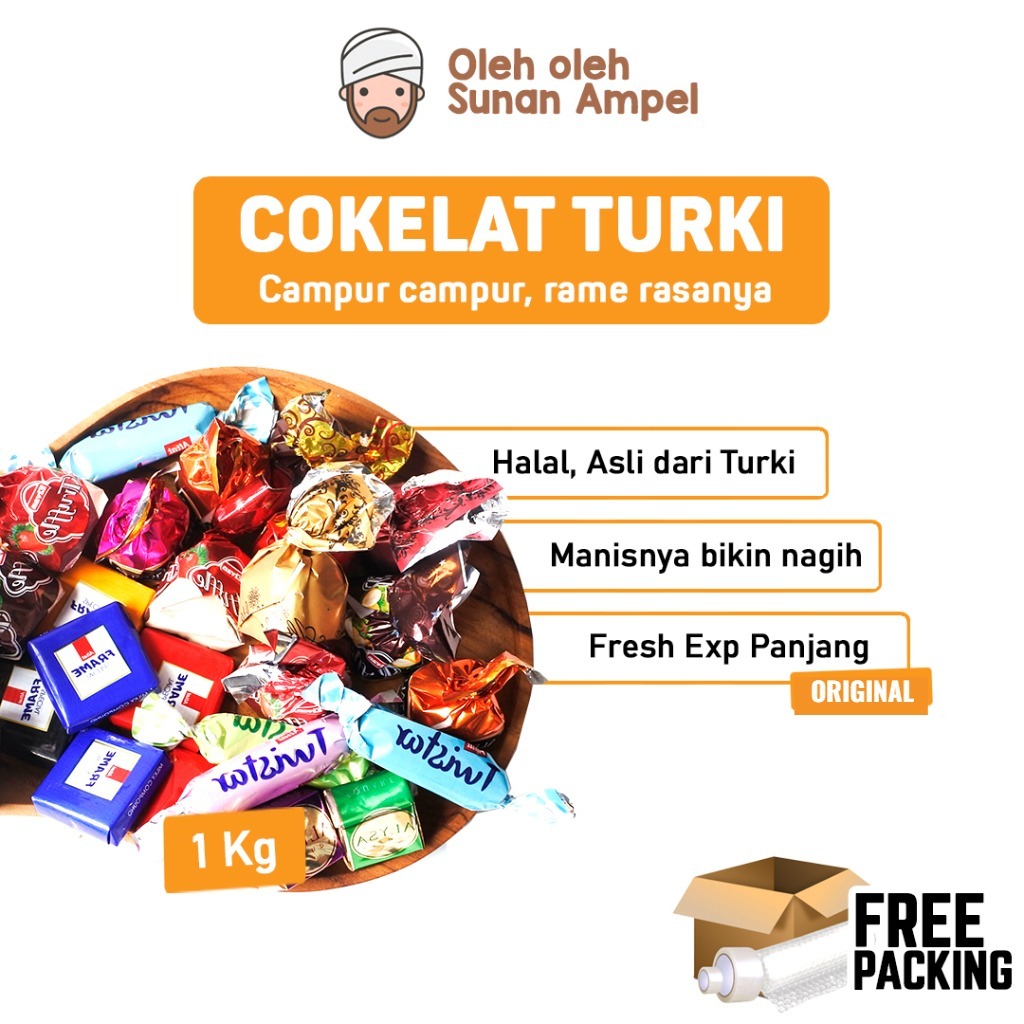 

COKELAT TURKI Premium 1Kg Garansi Fresh Cokelat Arab Mix Untuk Camilan Mood Booster Dari Truffle