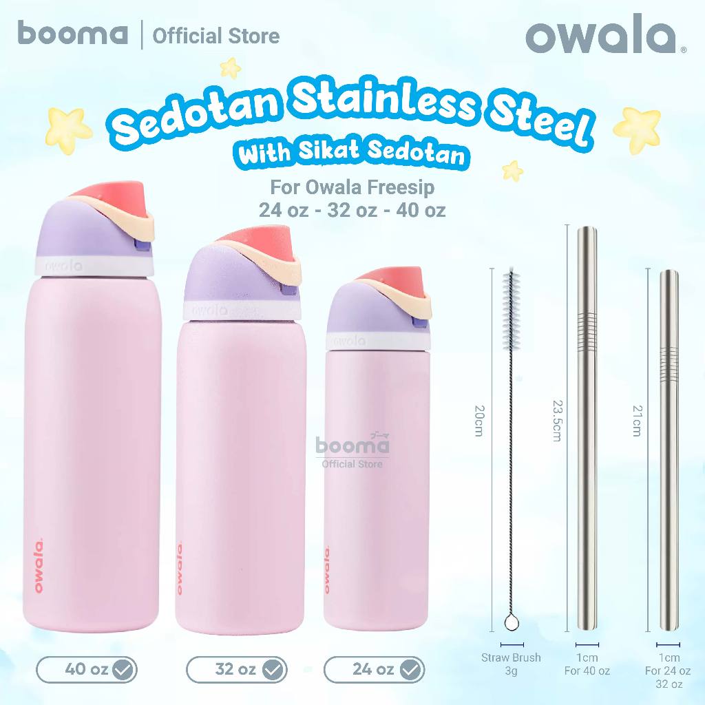 Sedotan Stainless untuk Botol Minum Owala Freesip 24oz /32oz / 40oz dan Owala Tumbler 40oz