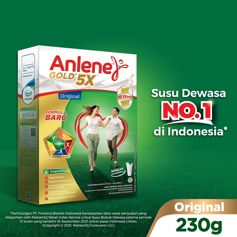 

Anlene Gold 5X Susu Bubuk Dewasa 230g - Nutrisi Tulang, Sendi, dan Otot