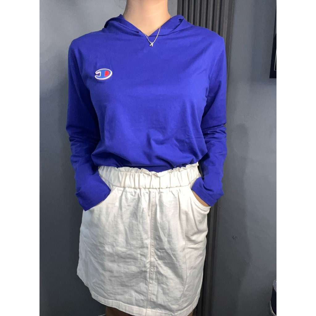 Hoodie Kaos Champion Style Biru Electric Unisex M-XL Bahan Adem Streetwear