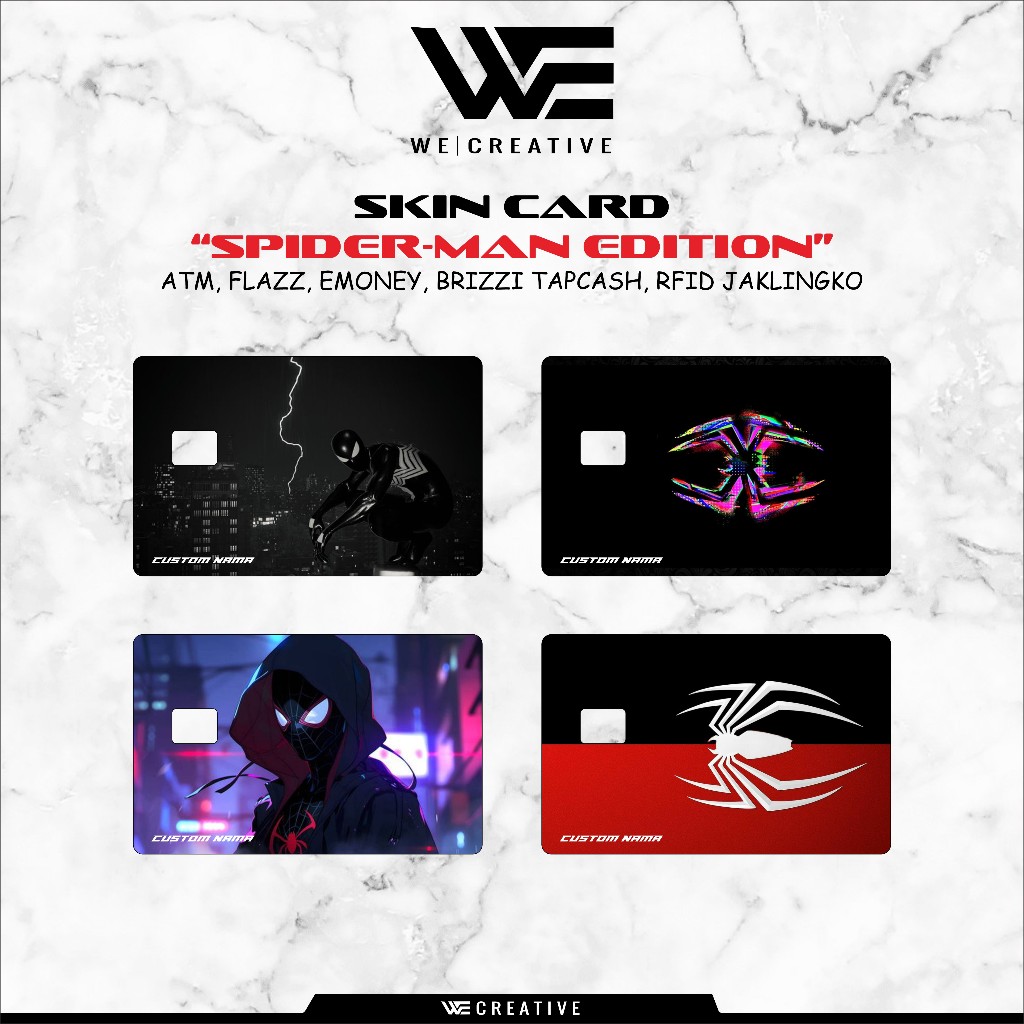 

Sticker Kartu ATM Skin Card Stiker E-Toll -Spider-man Edition