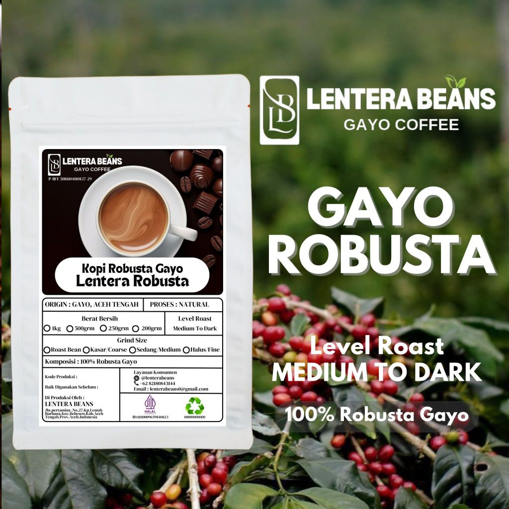 

Kopi Gayo Robusta Roast Bean dan Bubuk, 100% Robusta Gayo Fresh Roasted