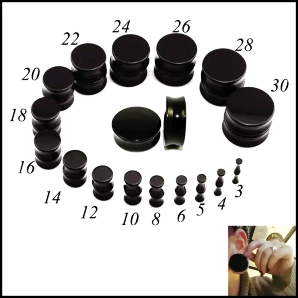 PIERCING PADAT AKRILIK / EAR PLUG AKRILIK / ANTING PLONG BUNTU AKRILIK / PIERCING BUNTU AKRILIK