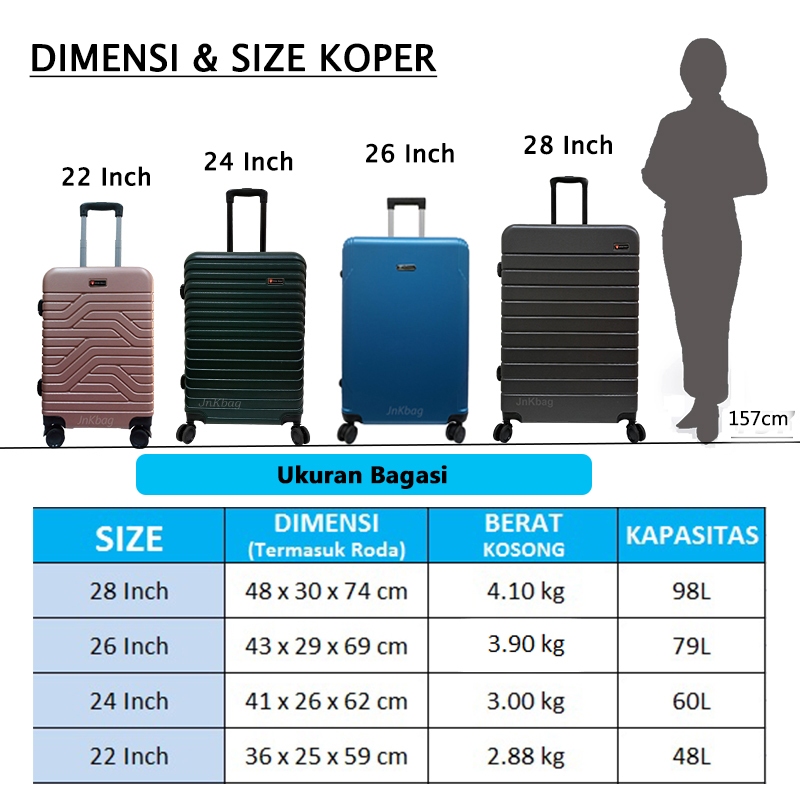 GARANSI Koper 26 Inch Bahan Fiber ABS Ukuran Bagasi Free Kardus Bubble Wrap KEKINIAN