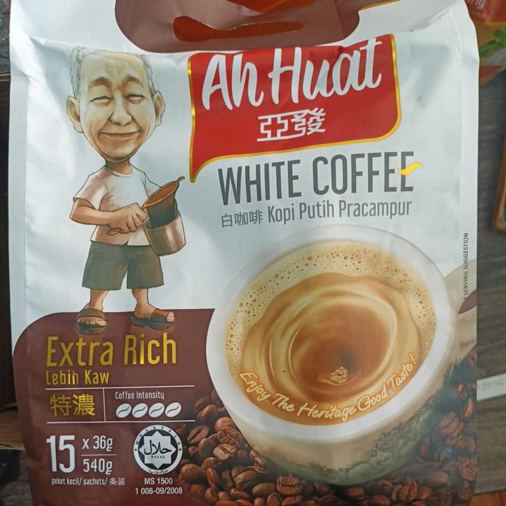 

Kopi ahuat 15 Sachet Extra Rich White Coffee Kopi Putih pracampur halal wangi enak