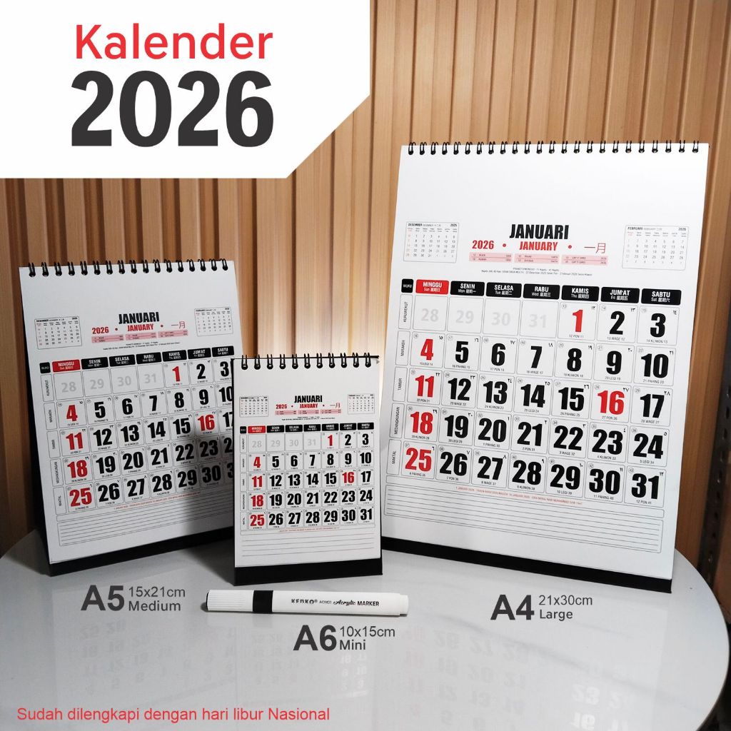 

Kalender meja 2026,MAS-39, Kalender simpel elegan,Kalender catatan,dilengakapi penggalan Hijriyah,dilengkapi hari libur nasionalJawa,dan pranotomongso