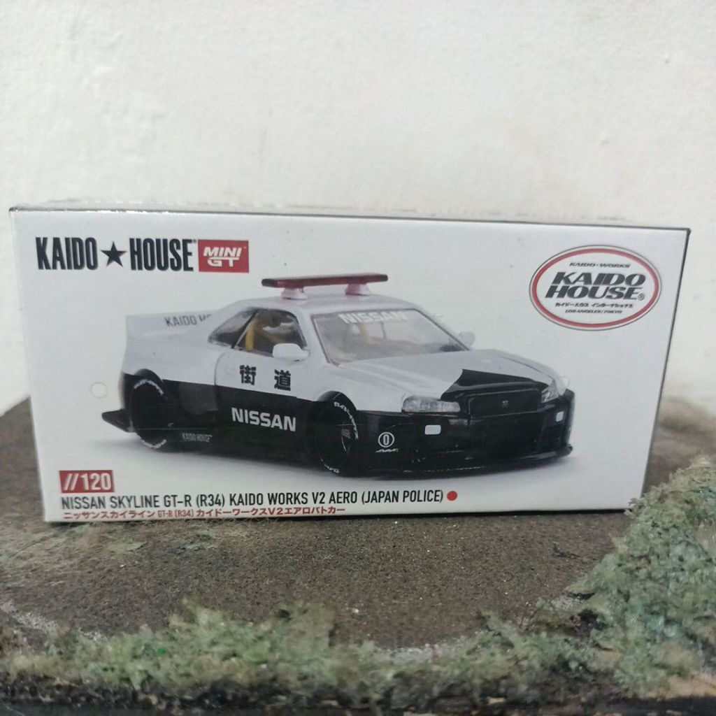 Mini GT//120 Kaido House Nissan Skyline GT-R (R34) Kaido Works Aero Police