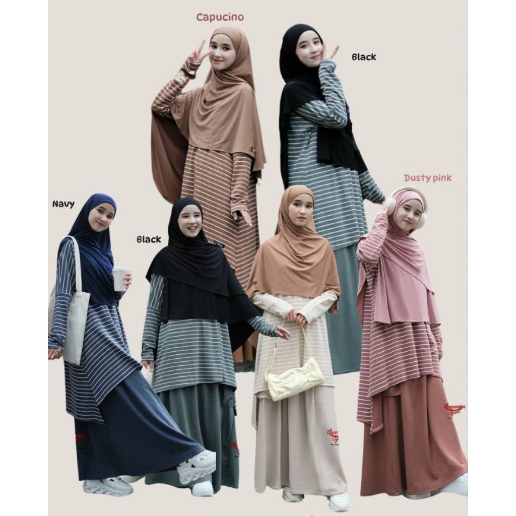 Tunik Qanaa Dewasa by Khumaira | Set Tunik Rok | Tunik Muslimah | Tunik Sporty