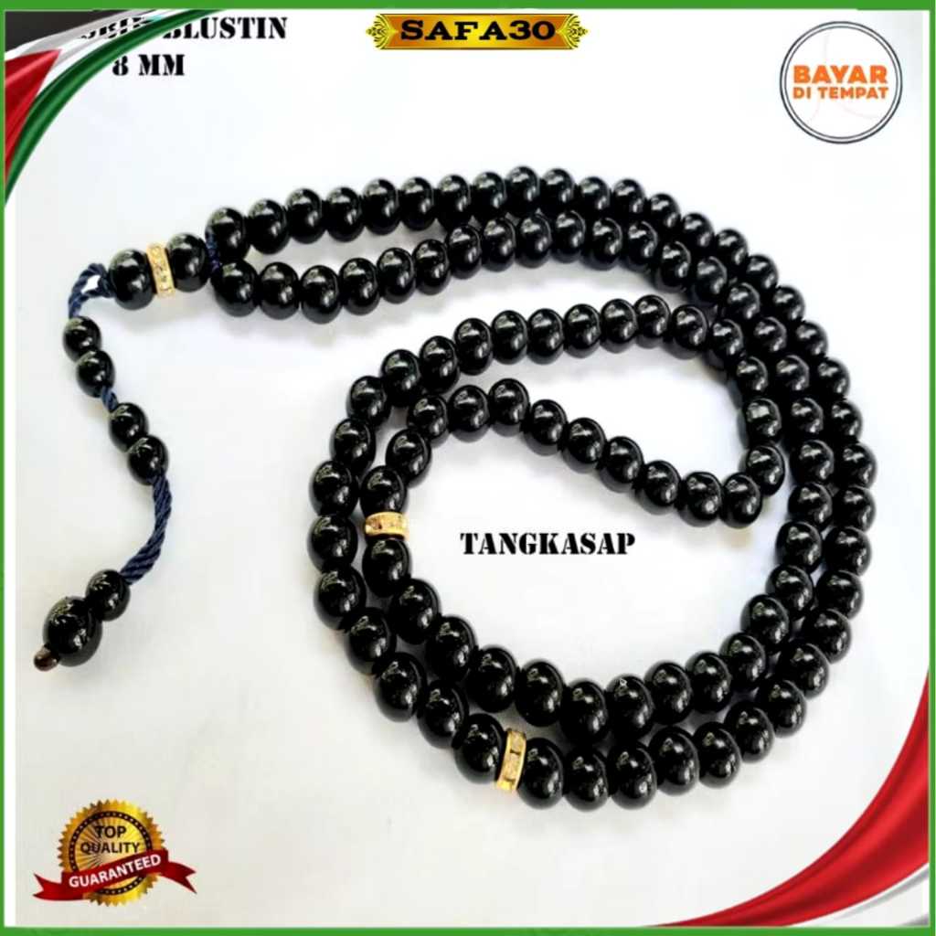Kalung Tasbih 99 Butir Batu Blustin Hitam Pria Wanita  Tasbih Perlengkapan Sholat - SF_gallery99