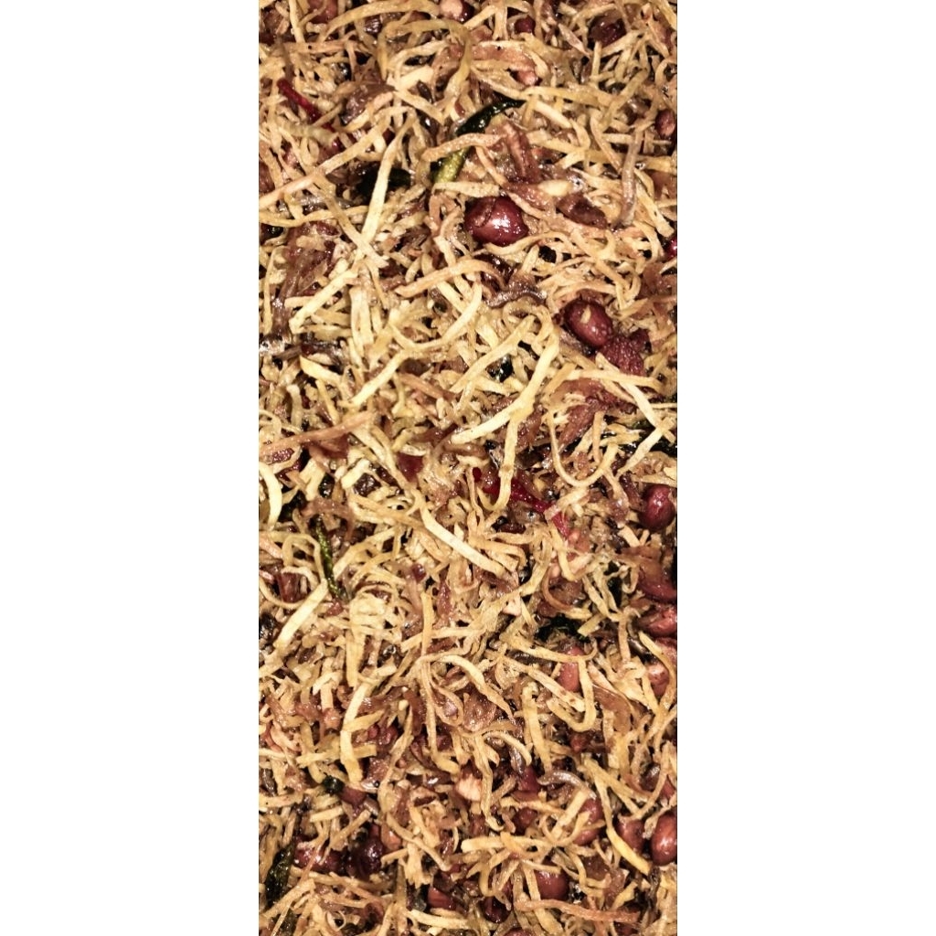 

serundeng ubi jalar pakai teri dan udang rebon 250gram