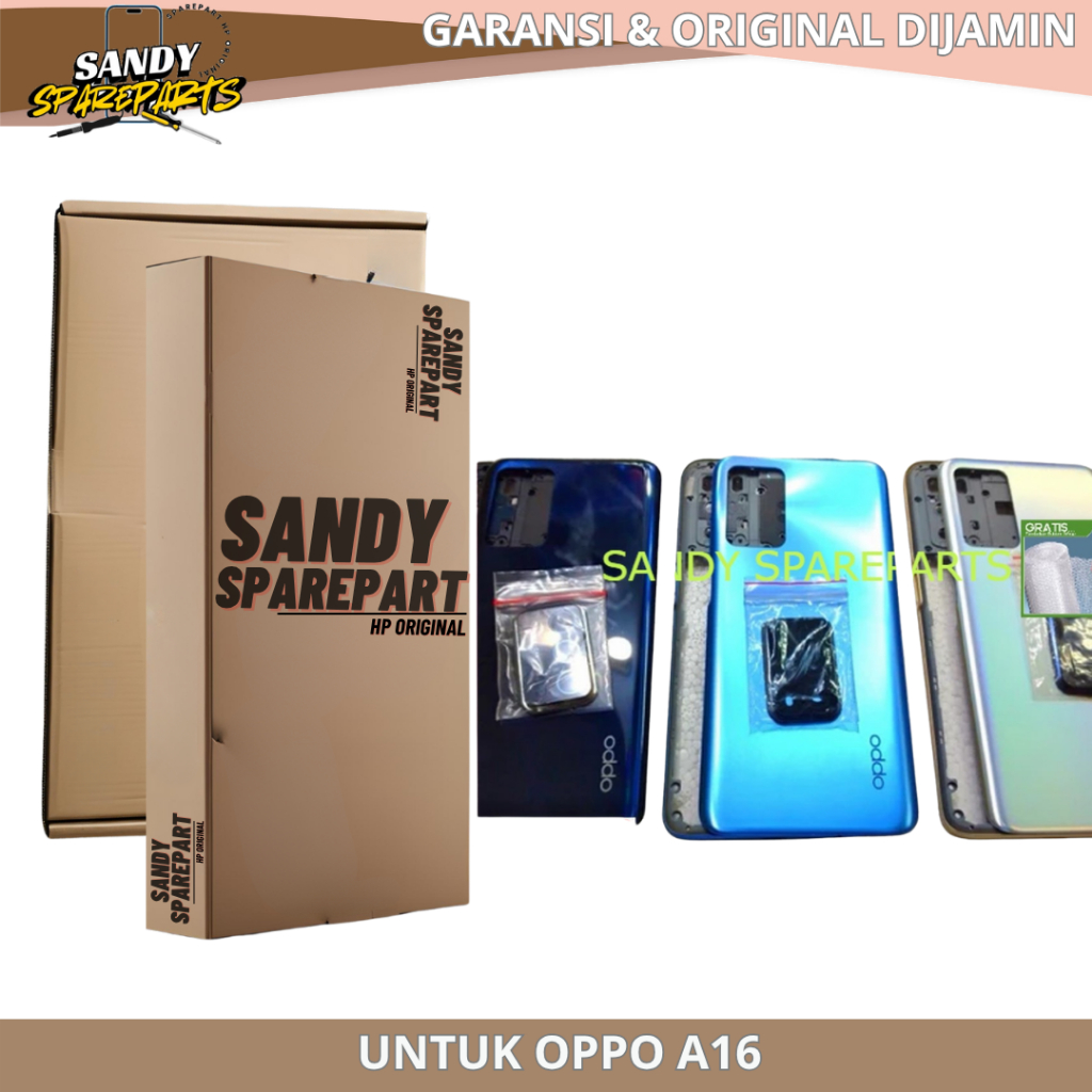 lebih Murce Kesing Housing Casing OPO A16 A16S Bezel + Backdoor+Kaca kamera tombol luar OPO A16 full