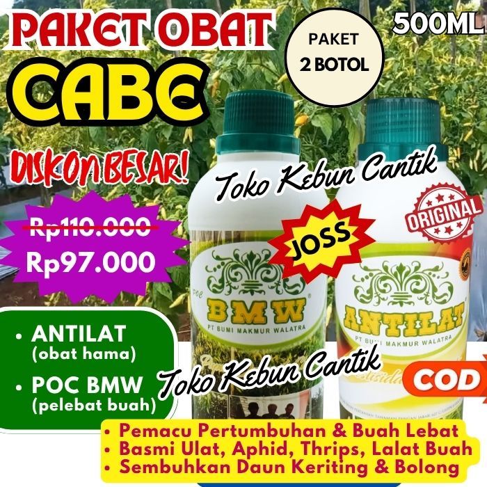 Paket Obat Cabe Lengkap BMW & Antilat 500ml - Pupuk Organik Pemacu Buah Lebat + Obat Hama Lalat Buah