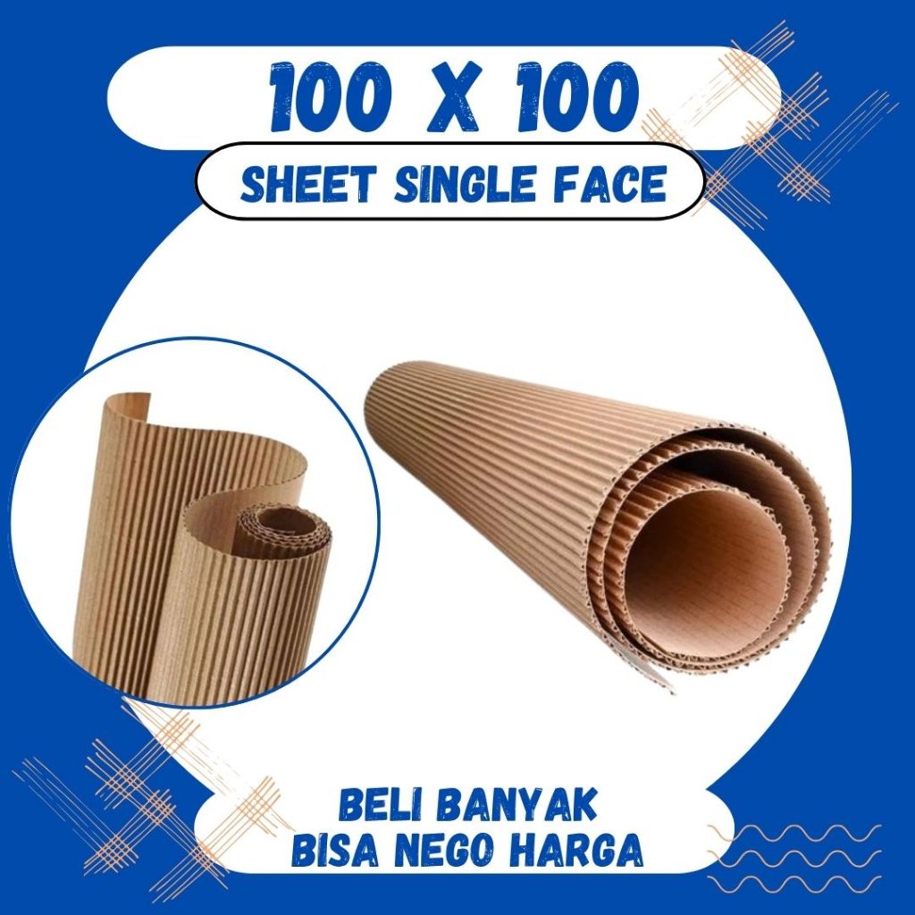

Kardus Lembaran Single Face 100x 100 Polos Corrugated 1m x 1m Karton Gelombang Dos Sheet Tebal