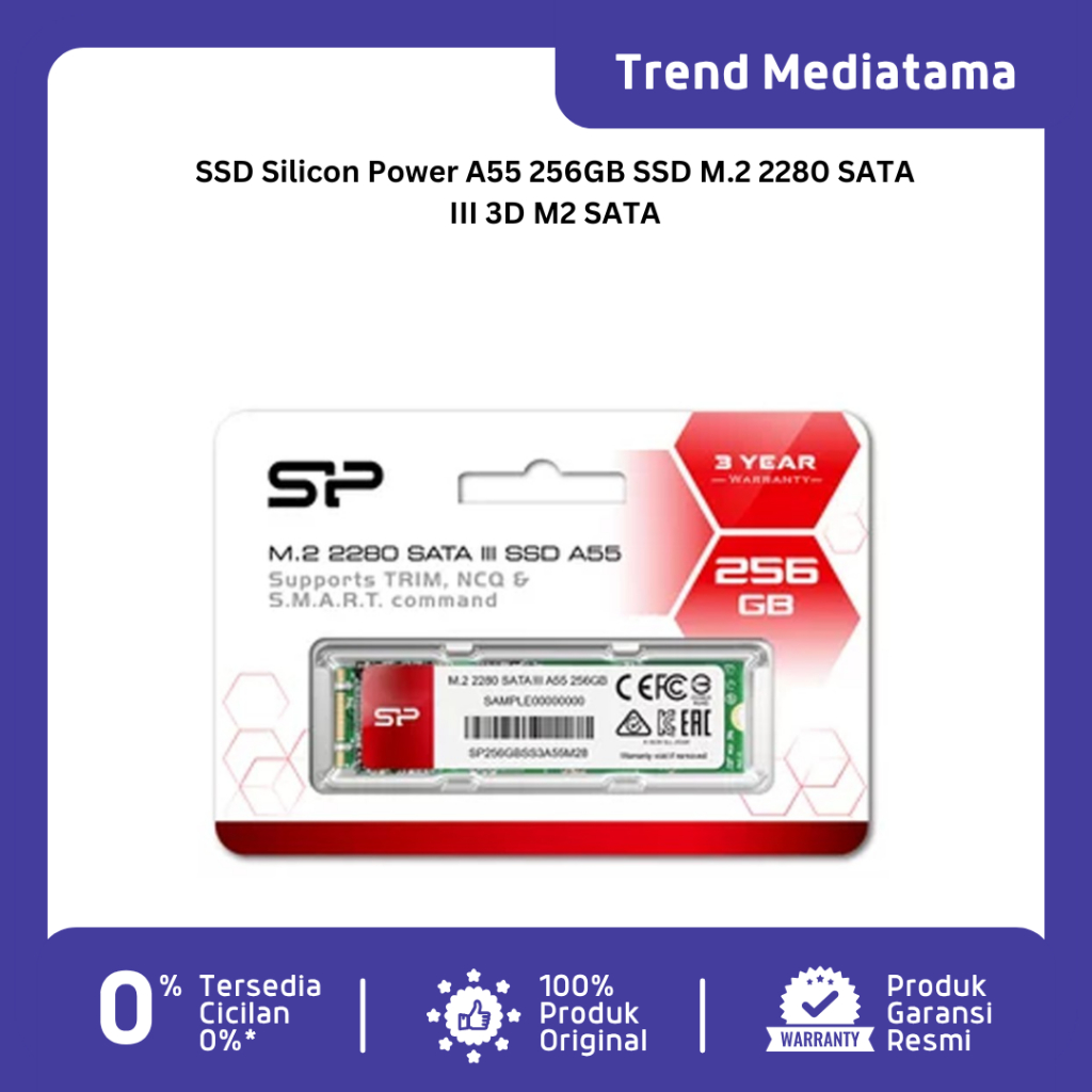Silicon Power A55 SSD M.2 SATA 2280 3D - 256GB