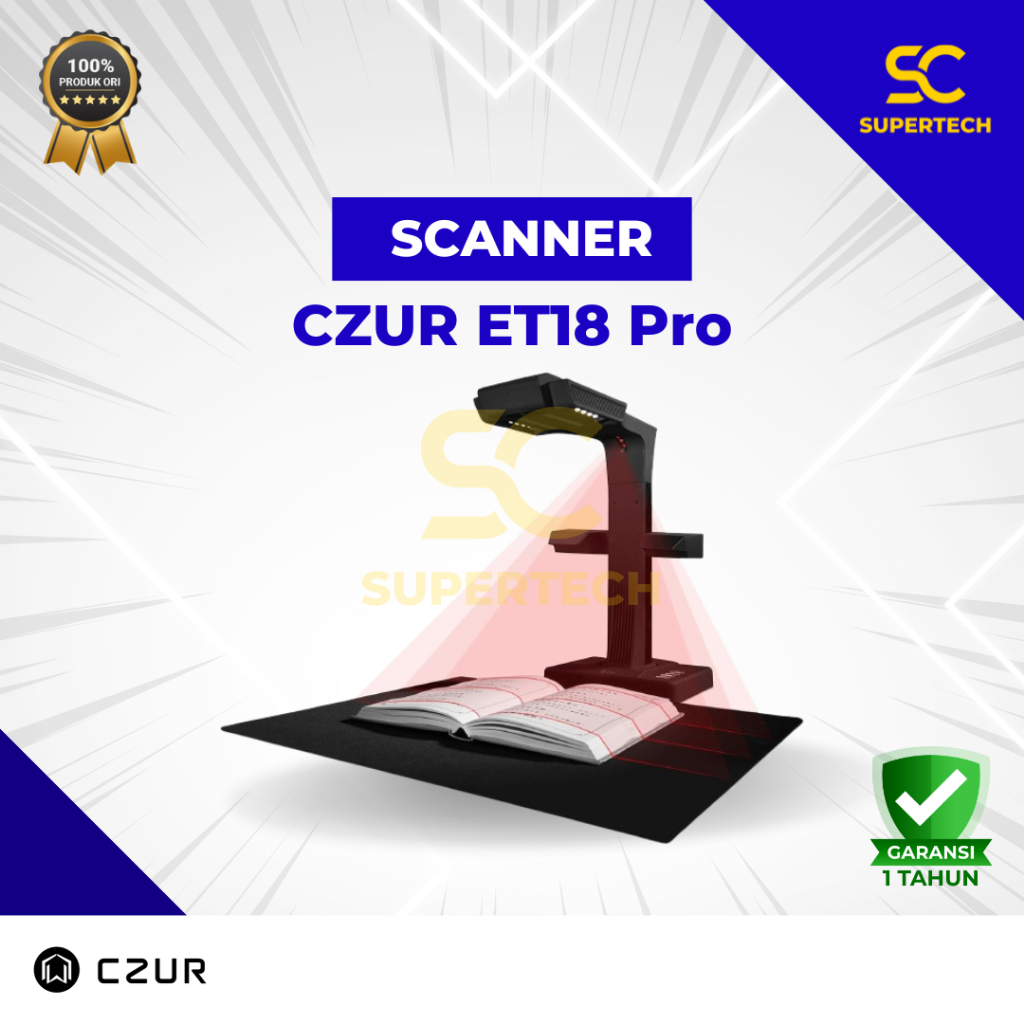 CZUR ET18 Pro Professional Document Scanner, 2nd Gen Auto-Flatten & Deskew Tech, 18MP HD Camera, Cap