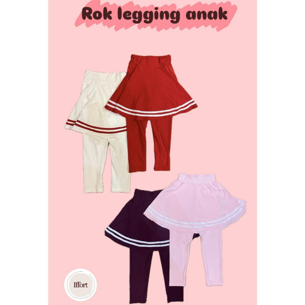 Legging Rok Anak List Stripe Rok Legging Olahraga