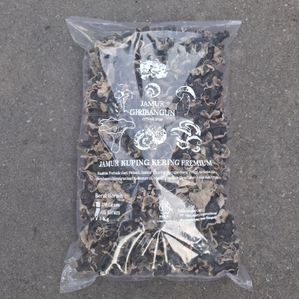 

Jamur Kuping Kering Premium (Panen Ke 1,2,3), Full Organik, Halal No ID33410021304760425, COD