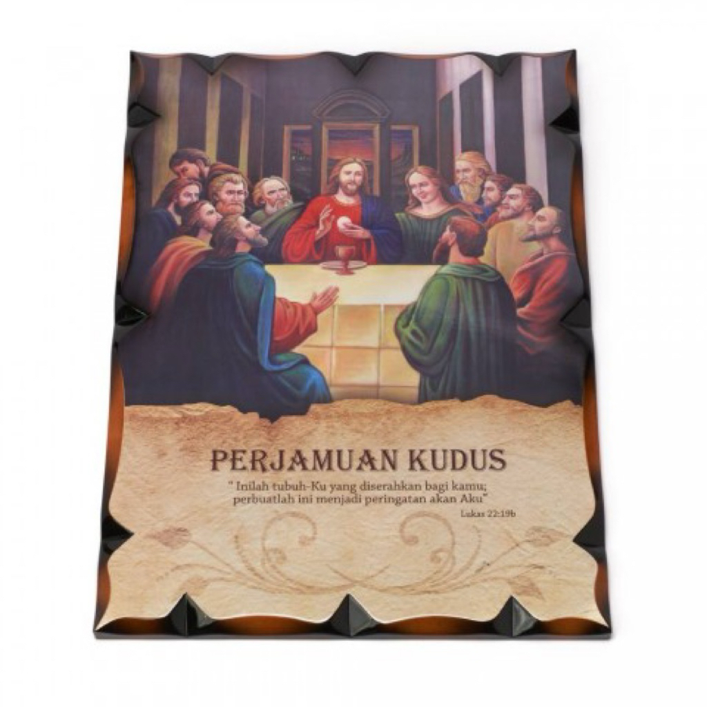 Hiasan Dinding Kayu Segi Jumbo - Perjamuan Kudus