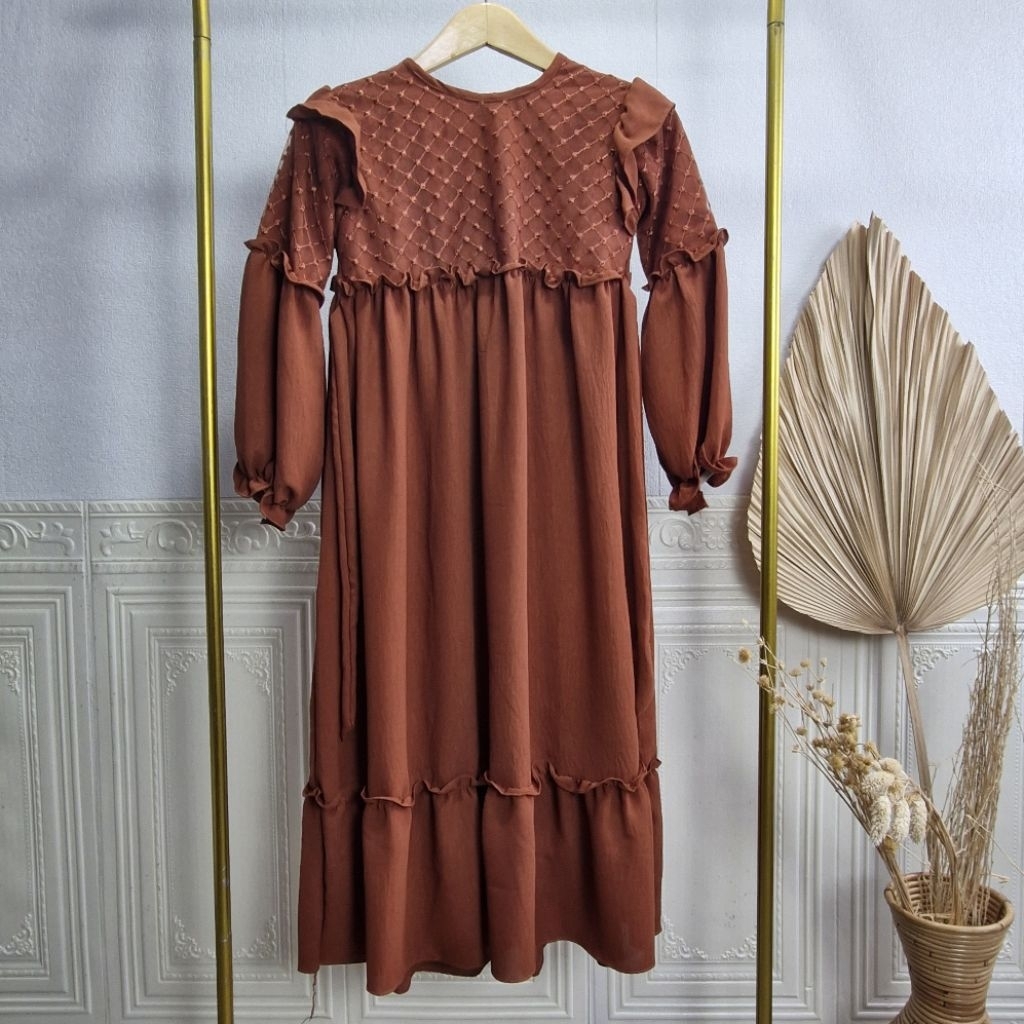 Gamis Anak Azika Sekar Bahan Cringkle X Tile