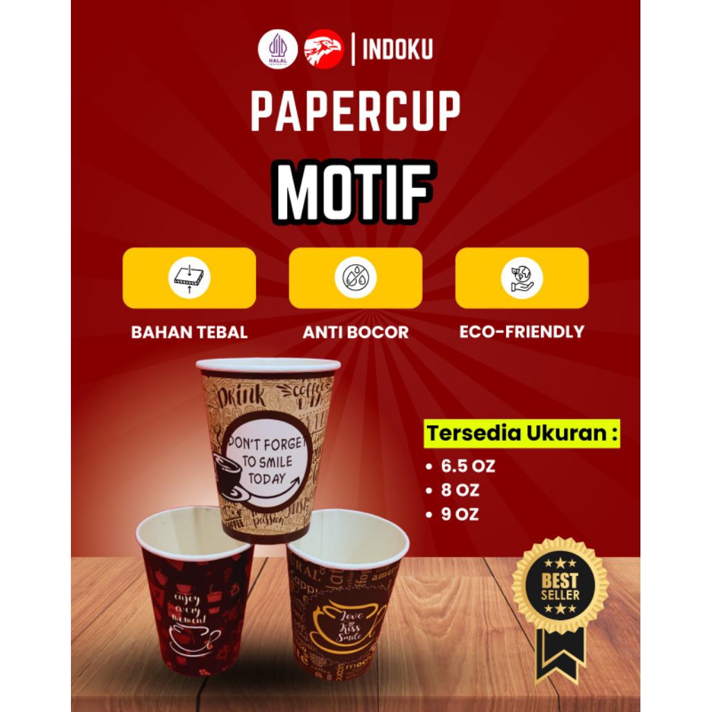 Paper Cup 9 Oz motif /220ml Gelas kertas 9 Oz 1000pcs