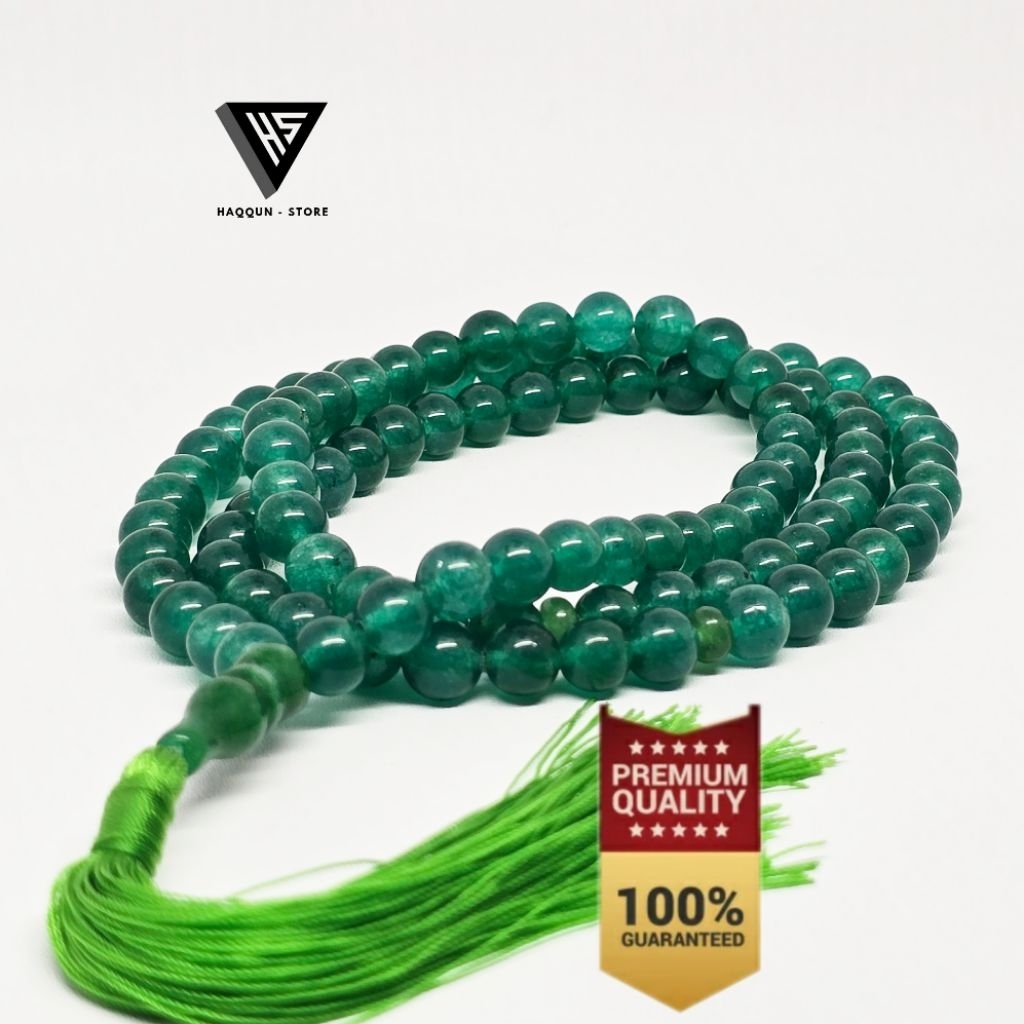 TASBIH BATU GIOK HIJAU KRISTAL 8MM 99 BUTIR