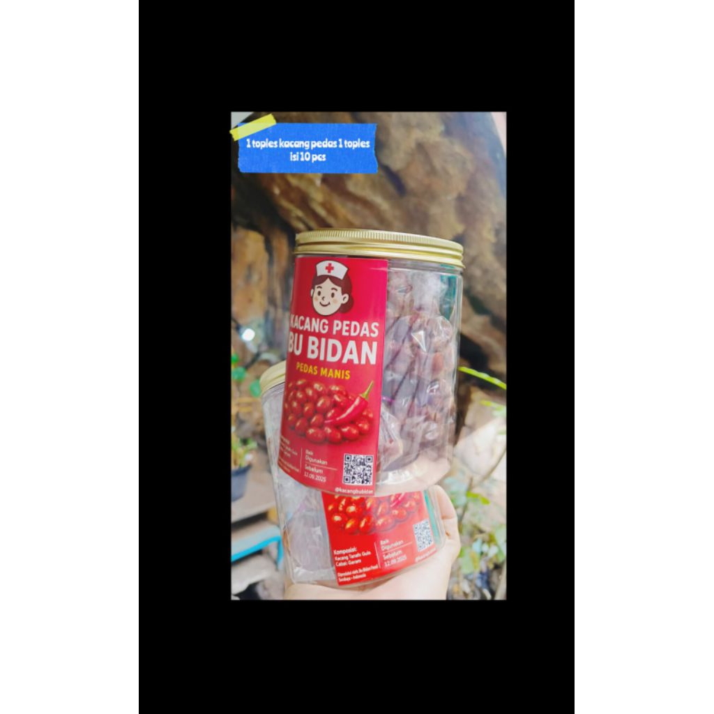 

(1pcs) KACANG PEDAS BU BIDAN - PEDAS MANIS 1 toples isi 10