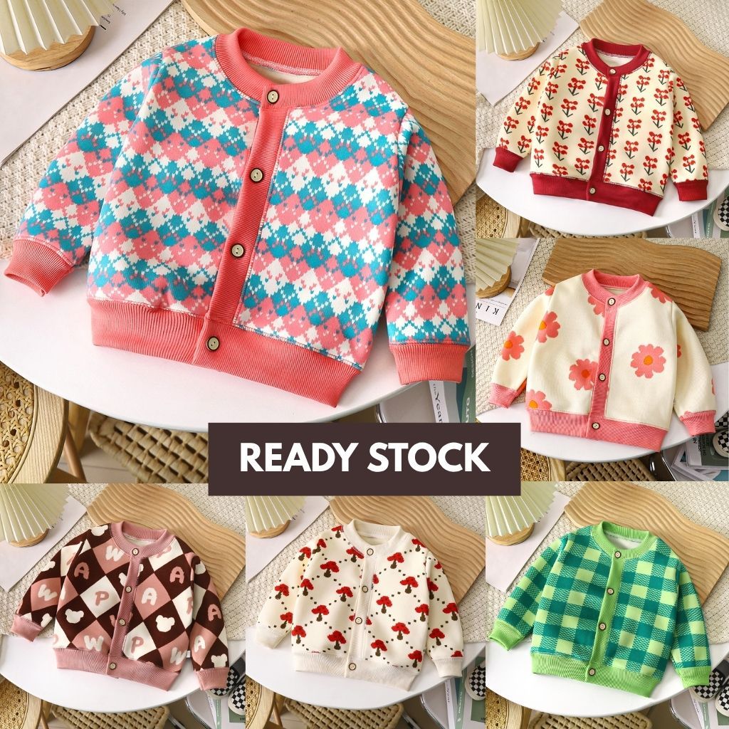 SHOPINSAM - Sweater Bayi Anak Perempuan/Bahan Tebal Lembut/Jaket Outfit Kekinian