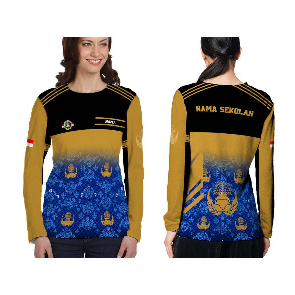 Baju Korpri Wanita Kaos Polo Seragam Batik Korpri Lengan Panjang Free Custom Nama