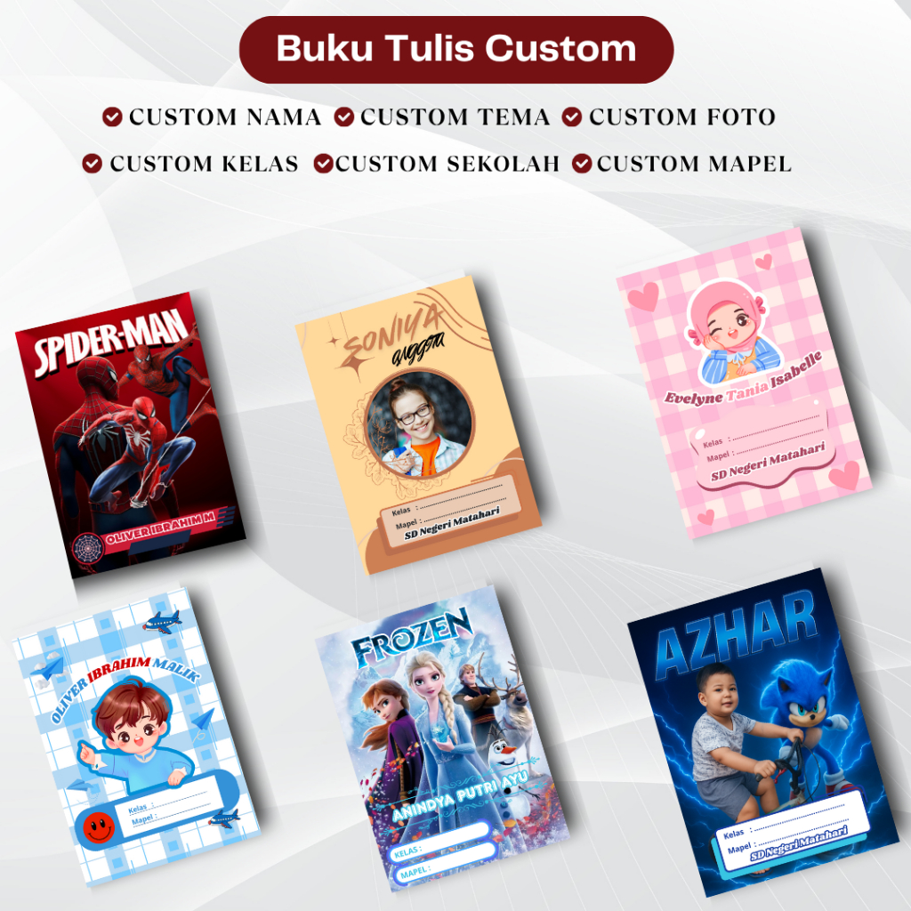 

Buku Tulis Custom Foto, Nama, Kelas & Sekolah