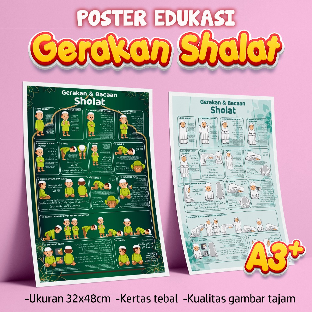 Poster Edukasi PRAKTEK SHOLAT - Poster edukasi islami poster bacaan shalat