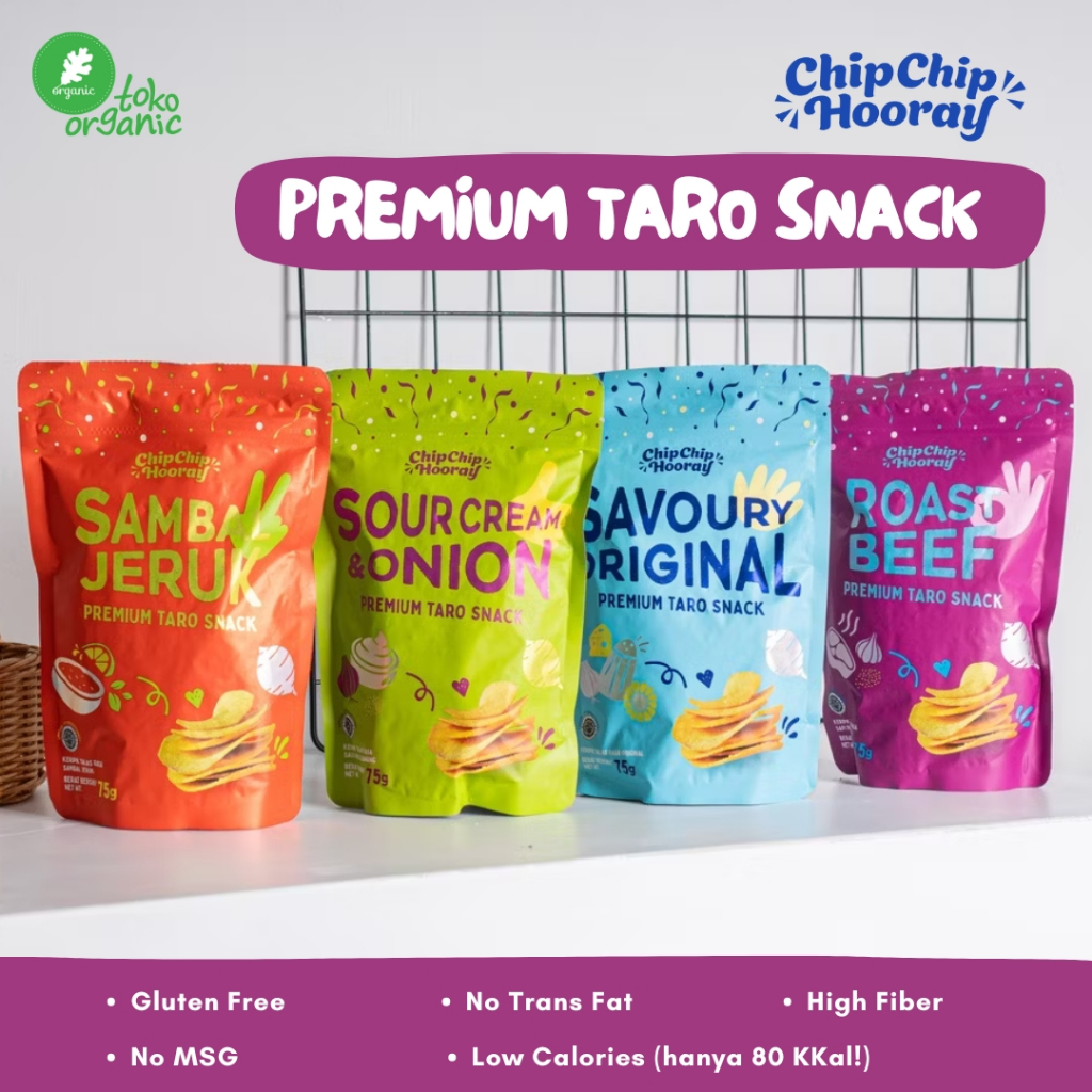

ChipChip Hooray Premium Taro Snack (75g) | Keripik Kripik Talas No MSG, Camilan Sehat Diet Friendly, Taro Chips Camilan Sehat