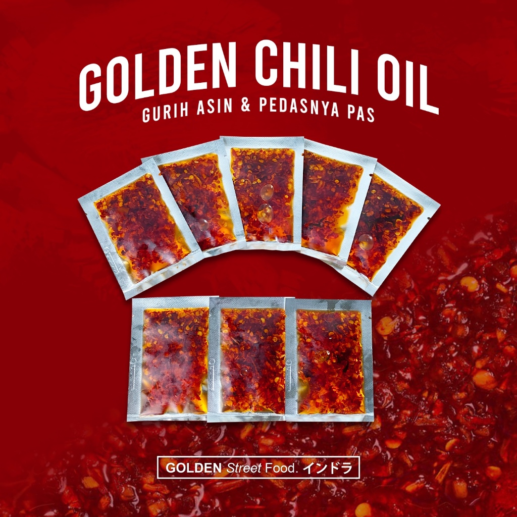 

GOLDEN CHILI OIL Sachet MINYAK CABAI Pedas Gurih Kemasan Siap Saji 10gram HALAL