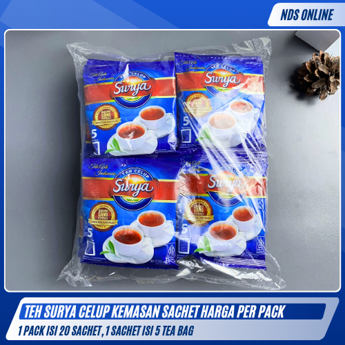 

Teh Celup Surya Sachet | 1 Pack isi 20 Sachet | Teh Wangi Nikmat Rasa Lembut | Kualitas Premium