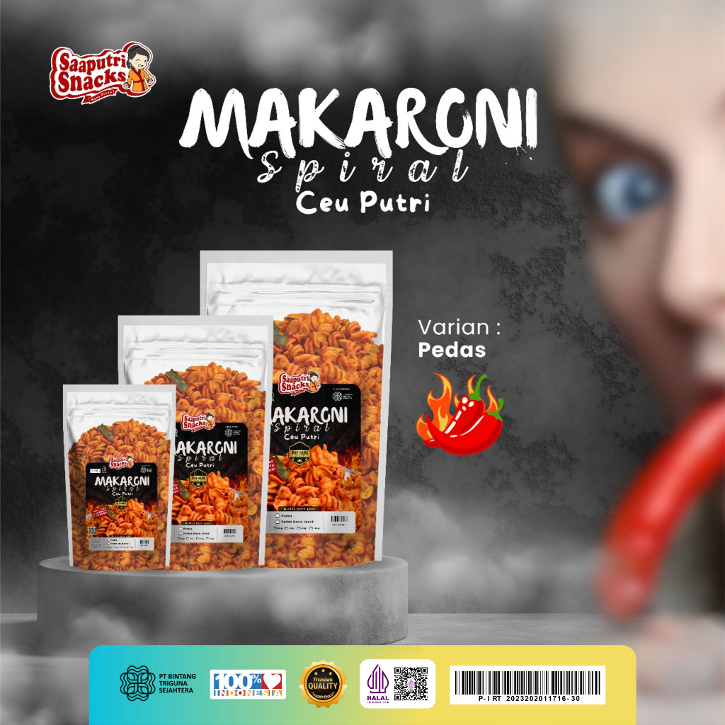 

[SAAPUTRI SNACKS] Makaroni Spiral Pedas Original Daun Jeruk - Cemilan Kemasan 100gr dan 180gr